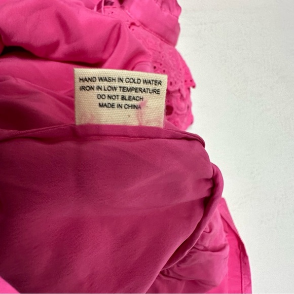 CeliaB Pink Ruffled Puff Sleeve satin Mini Dress nwt size Small - Picture 13 of 14